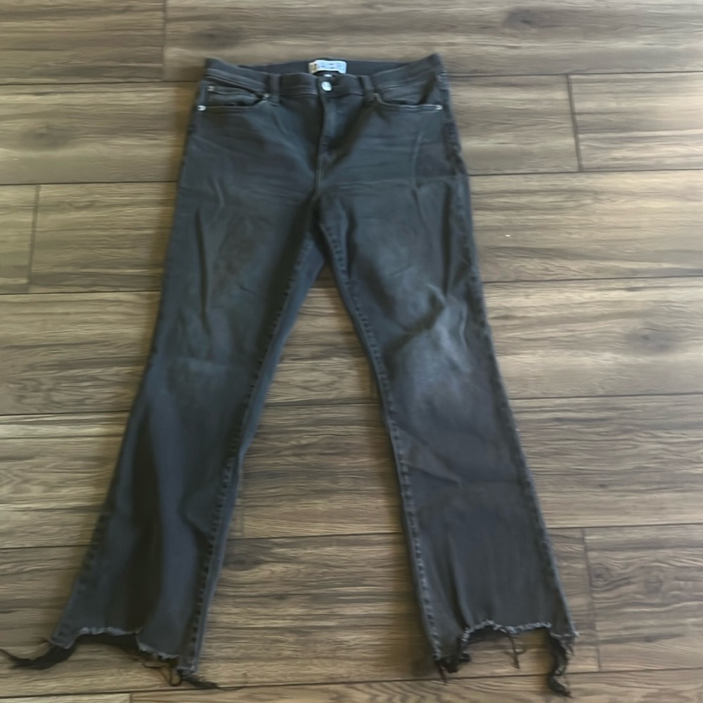 Gray distressed hem jeans